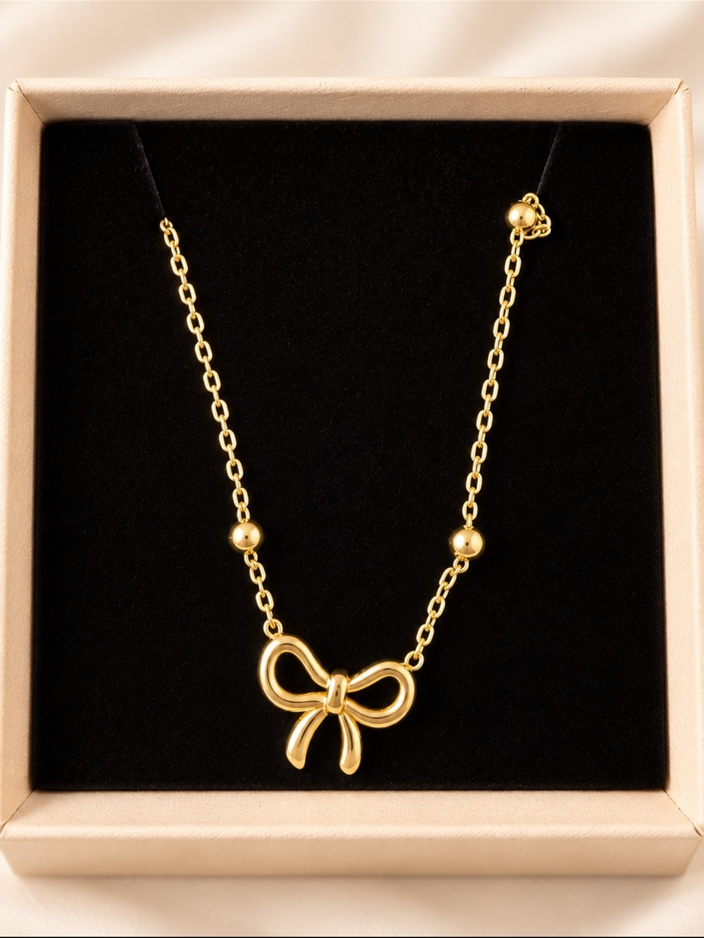 Gold plated Bow Pendant Necklace - Women Jewelry